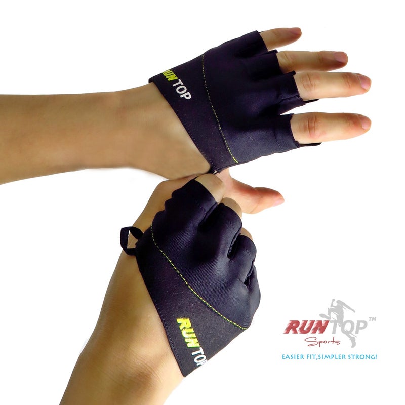 RUNTOP Workout Gloves Weight Lifting Grips with Silicon Padding Exercise Gloves Perfect for Women Men Cross Training WODS Weightlifting Bodybuilding Powerlifting Gym Fitness (Black, S) - Image 3